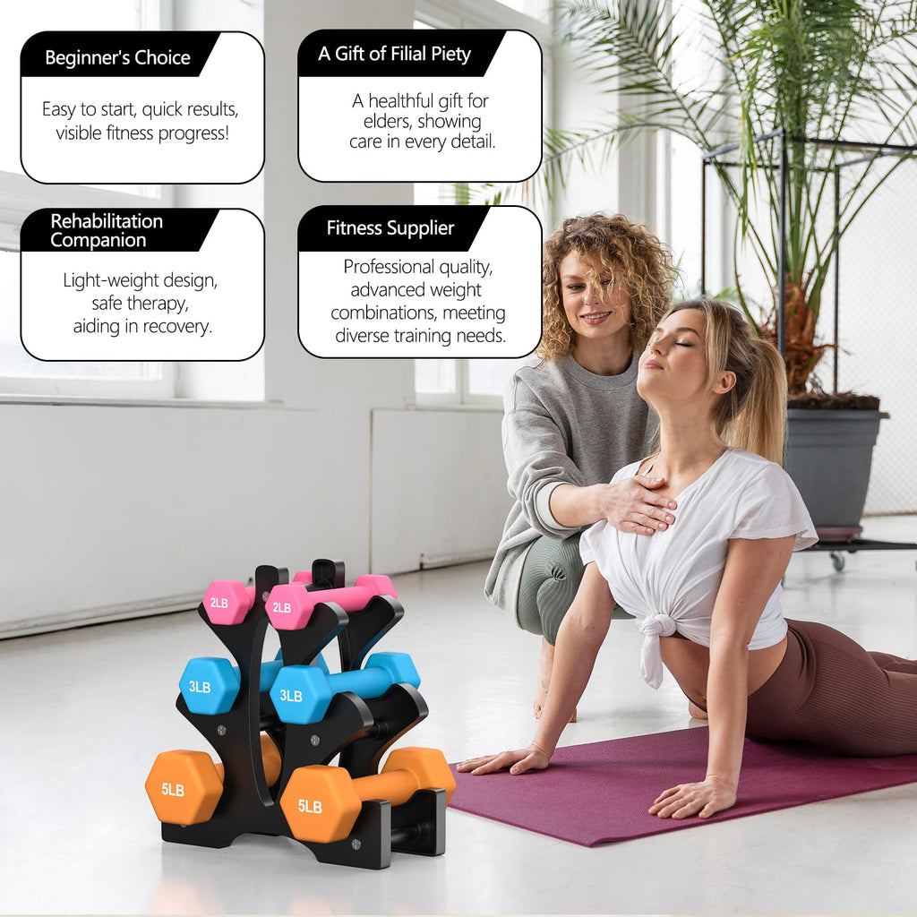 Portzon Weights Dumbbells Set With Various Color And Weights And Compatible, 20 Lb, Anti-Slip, Anti-Roll, Hex Shape