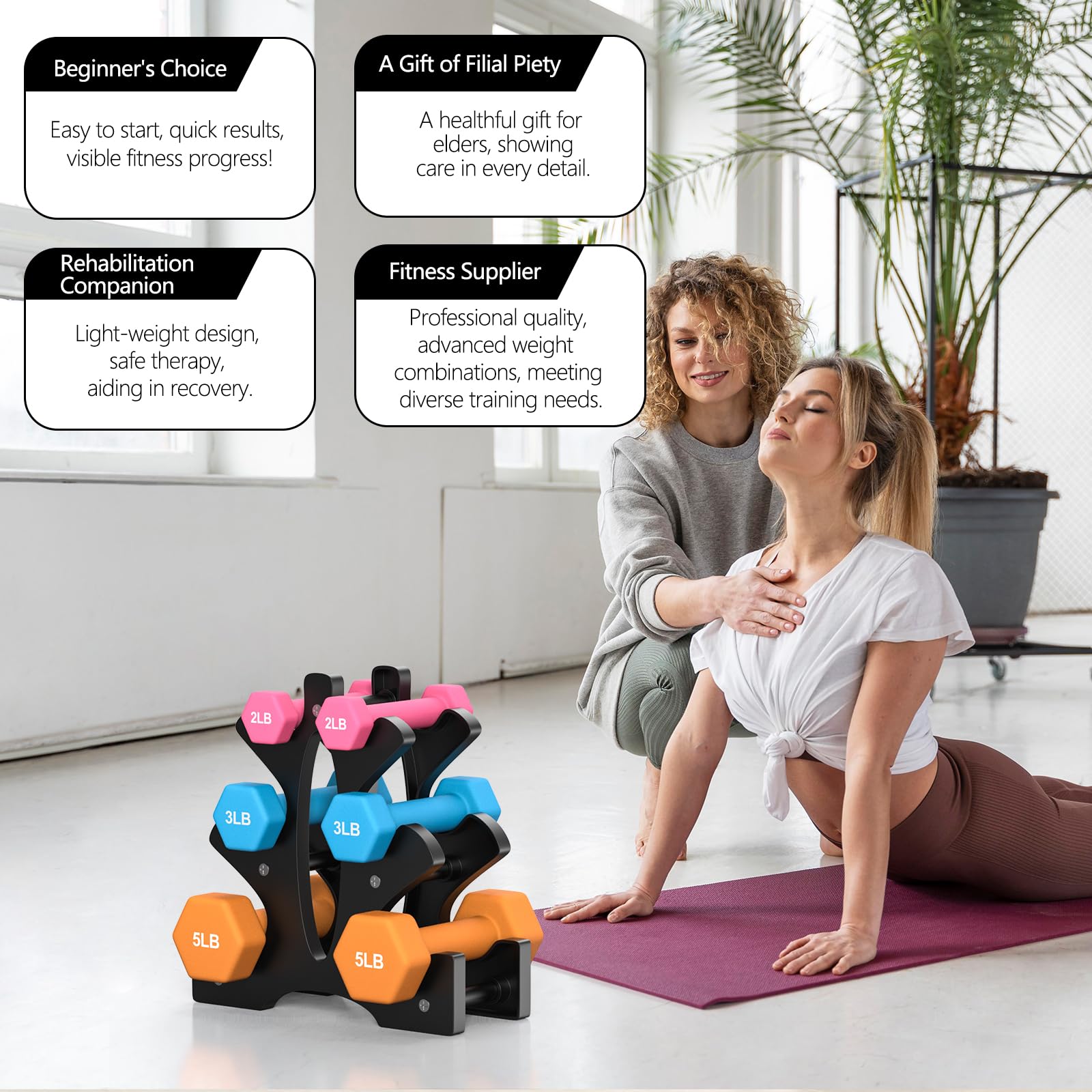 Portzon Weights Dumbbells Set With Various Color And Weights And Compatible, 20 Lb, Anti-Slip, Anti-Roll, Hex Shape