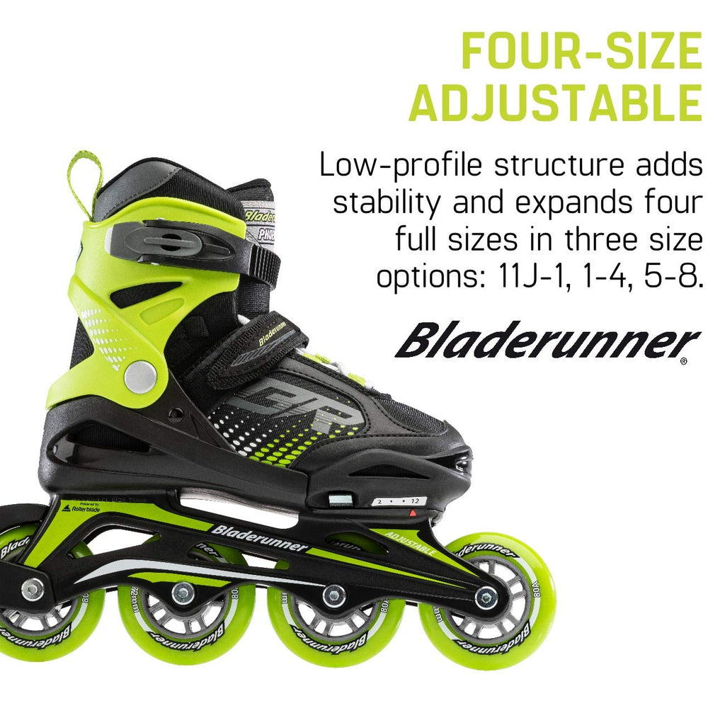 Bladerunner By Rollerblade Phoenix Boys Adjustable Fitness Inline Skate, Black And Green, Junior, Value Performance Inline Skate