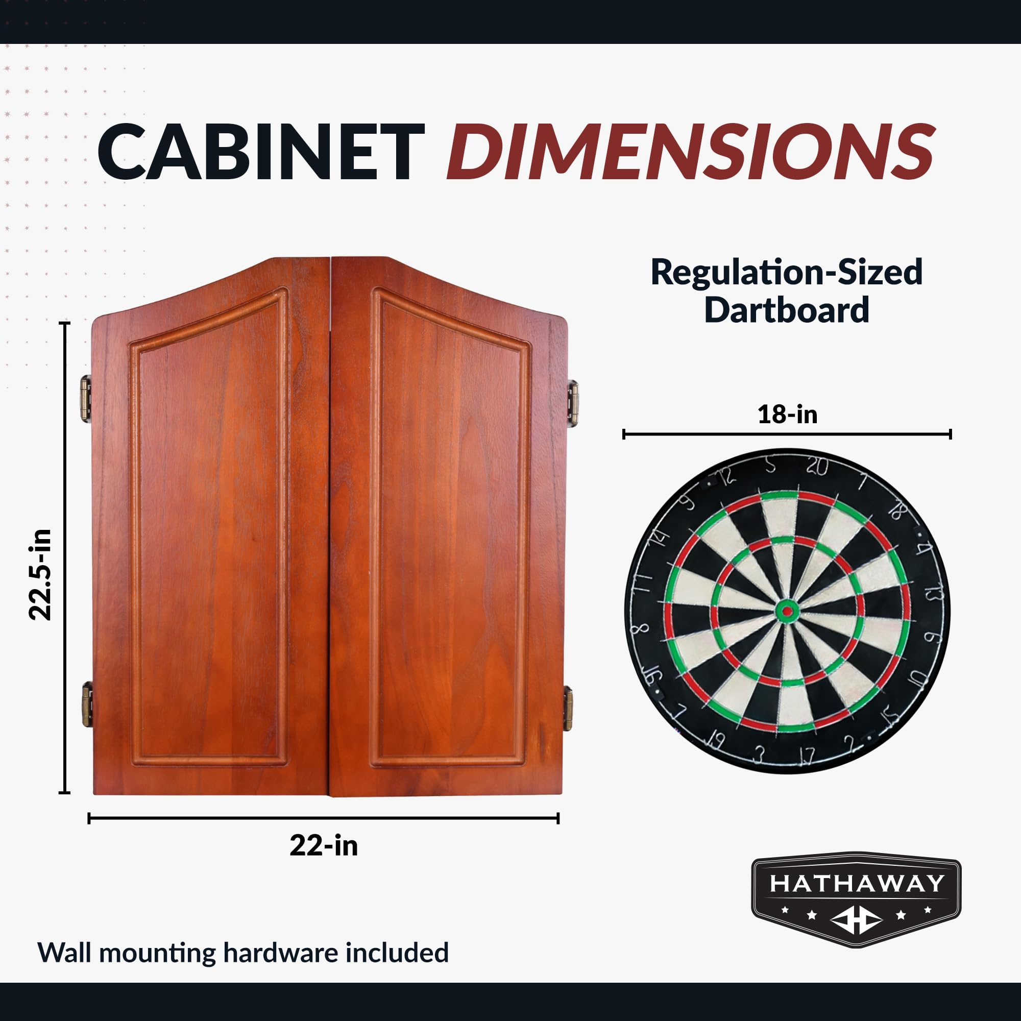 Hathaway Outlaw Free Dartboard And Cabinet Set, Cherry Finish