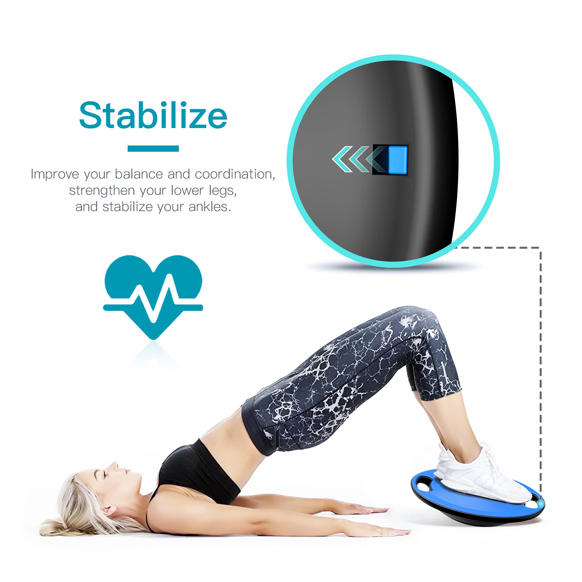 Everymile Wobble Balance Board, Exercise Balance Stability Trainer Portable Balance Board With Handle For Workout Core Trainer P