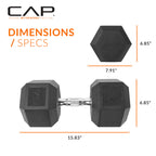 Cap Barbell Cap 75 Lb Coated Hex Dumbbell Weight, New Edition, Black, (Sdris-75)