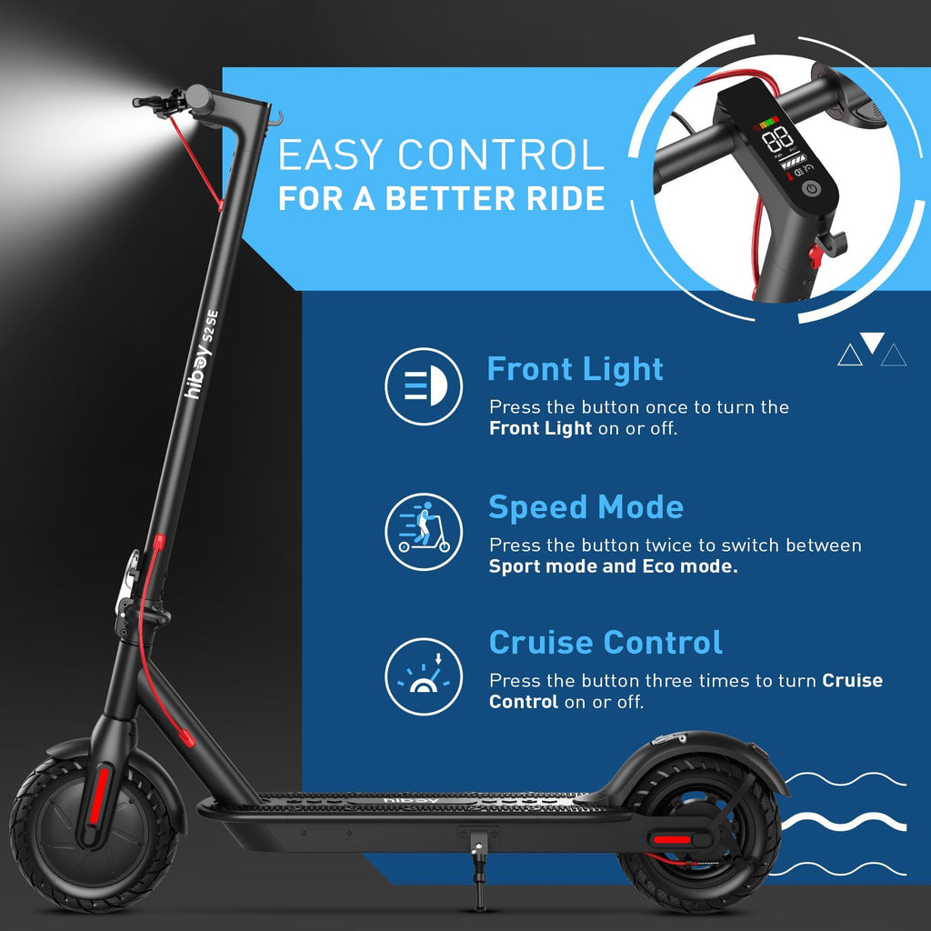 Hiboy 430W Peak Motor Electric Scooter, 10 Tires,17 Miles Range, 19 MPH Speed, Dual Brake System, Electric Scooter Adults Commut