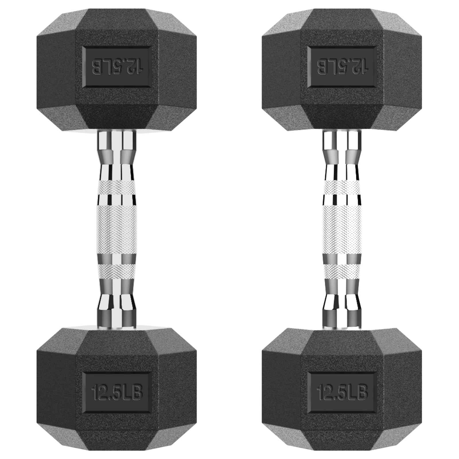 Hex Dumbbell Rubber Encased Dumbbell Strength Training Hex Dumbbell, Hand Weight For Workout & Exercise/Pair Of 12.5 Lb
