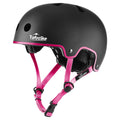 Turboske Skateboard Helmet, Bmx Helmet, Multi-Sport Helmet, Bike Helmet For Kids, Youth, Men, Women (Black&Pink, L/Xl (22.8''-24