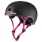 Turboske Skateboard Helmet, Bmx Helmet, Multi-Sport Helmet, Bike Helmet For Kids, Youth, Men, Women (Black&Pink, L/Xl (22.8''-24