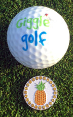 Giggle Golf Bling Pineapple Golf Ball Marker With A Standard Hat Clip