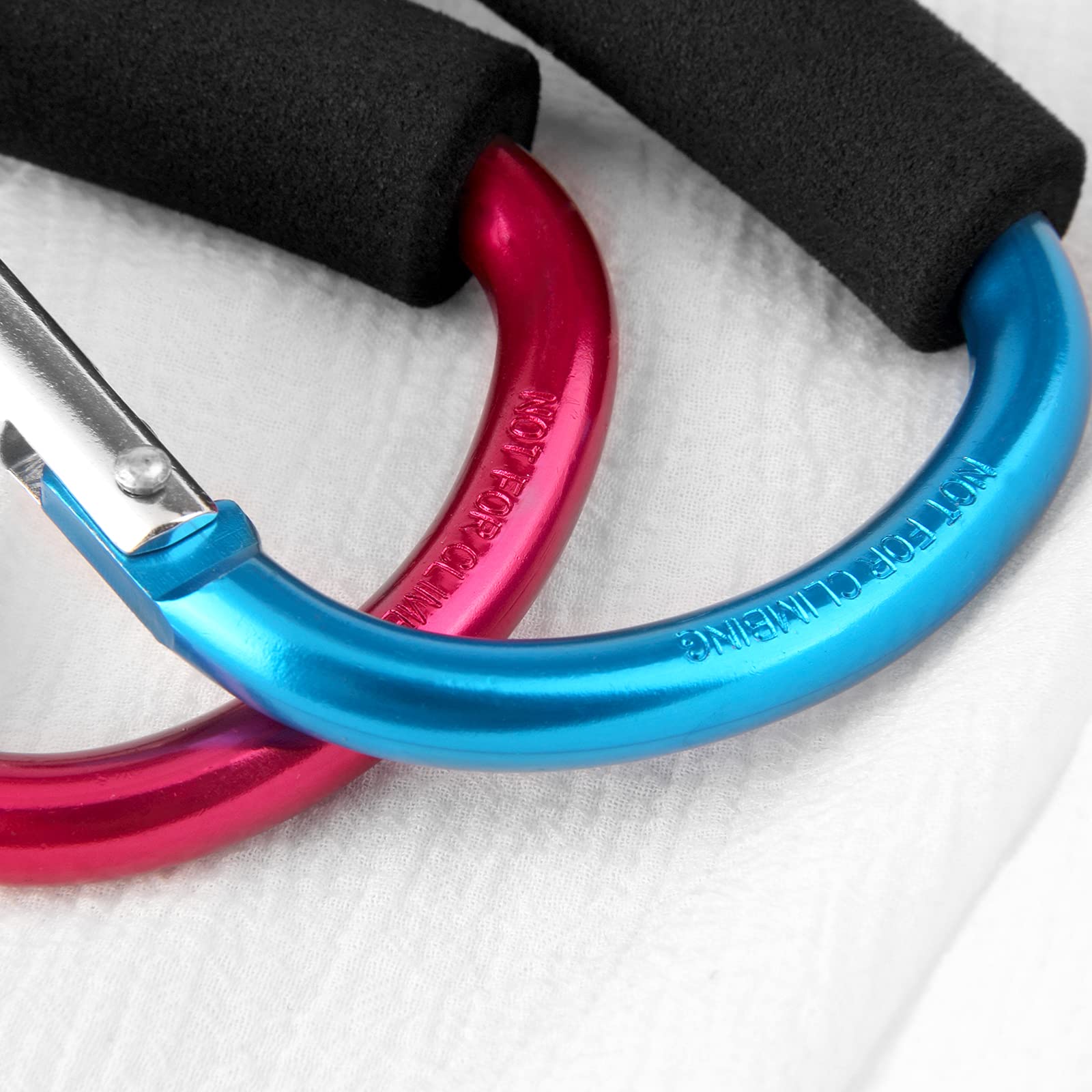 Sansheng 4 Pack Large Carabiner - 5.5'' D-Style Click And Carry Bag Carrier Stroller Hooks(Light Blue And Rose Red)