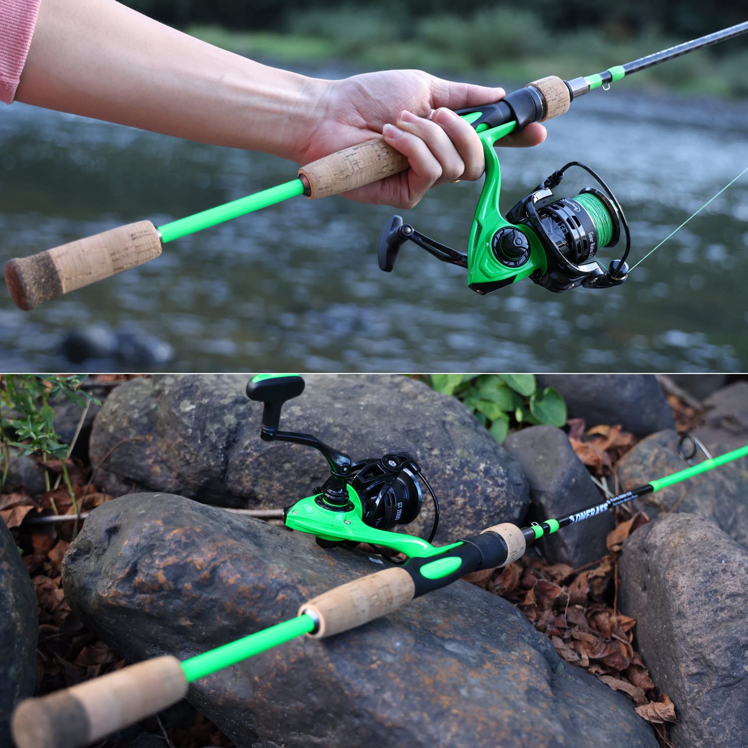 One Bass Gt Spinning & Casting Reel And 2-Piece Fishing Rod Combo, Durable Graphite Rod, Ultra Light Fishing Reel For Anglers An