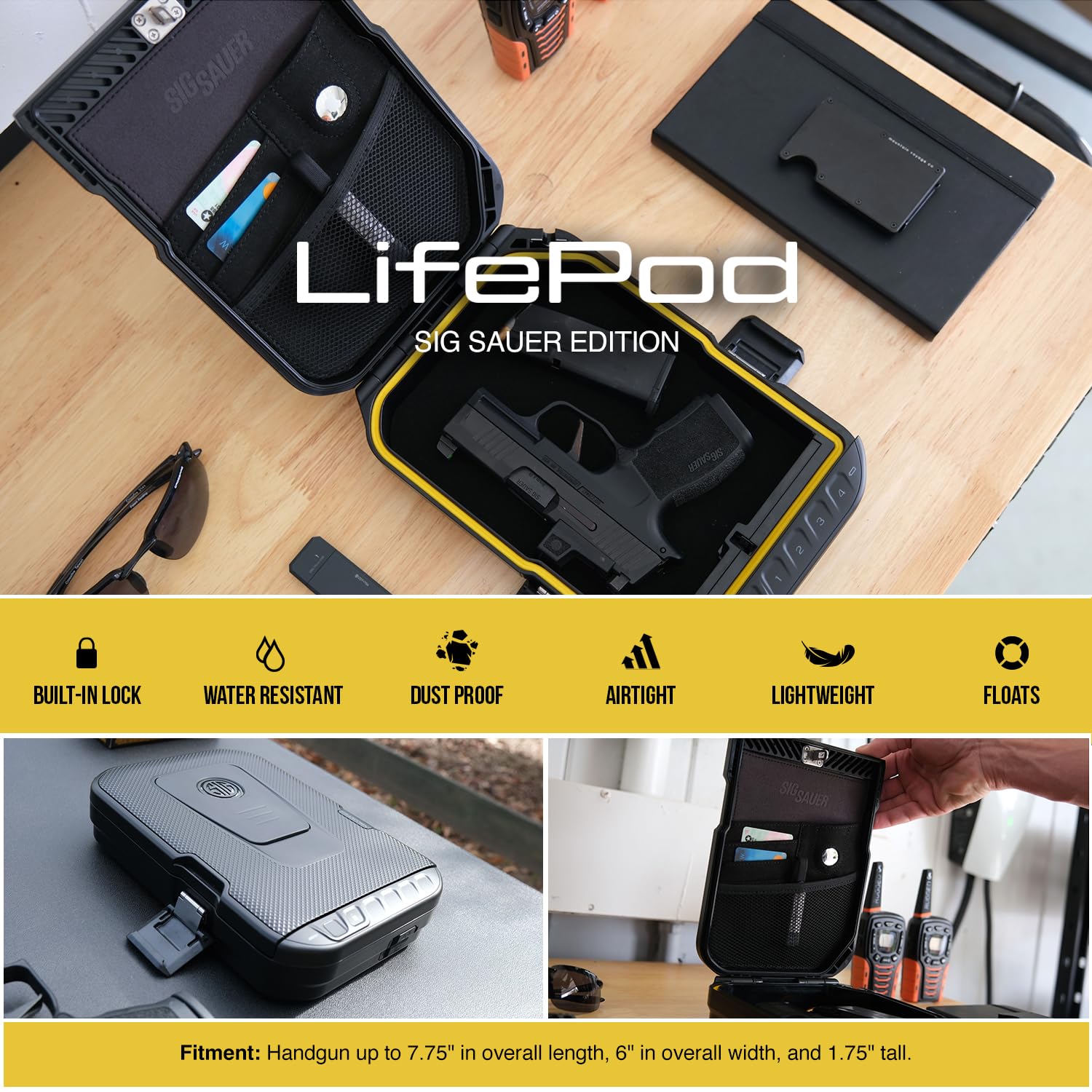 Vaultek Sig Sauer Edition Lifepod Secure Waterproof Travel Case Rugged Electronic Lock Box Travel Organizer Portable Handgun Cas