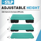 The Step (Made In Usa) Original Circuit Size Aerobic Platform With Teal Nonslip Platform And Four Original Black Risers
