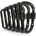 Zalava 6 Pcs 2D-Clip Durable Locking Carabiner Keychain Clip,Keychain Clip Hook,Black