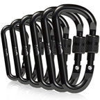 Zalava 6 Pcs 2D-Clip Durable Locking Carabiner Keychain Clip,Keychain Clip Hook,Black