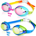 Keary 2 Pack Kids Swim Goggles Swimming Goggles For Toddler Children Girls Boys Youth, Anti-Fog Waterproof Uv Protection No Glar