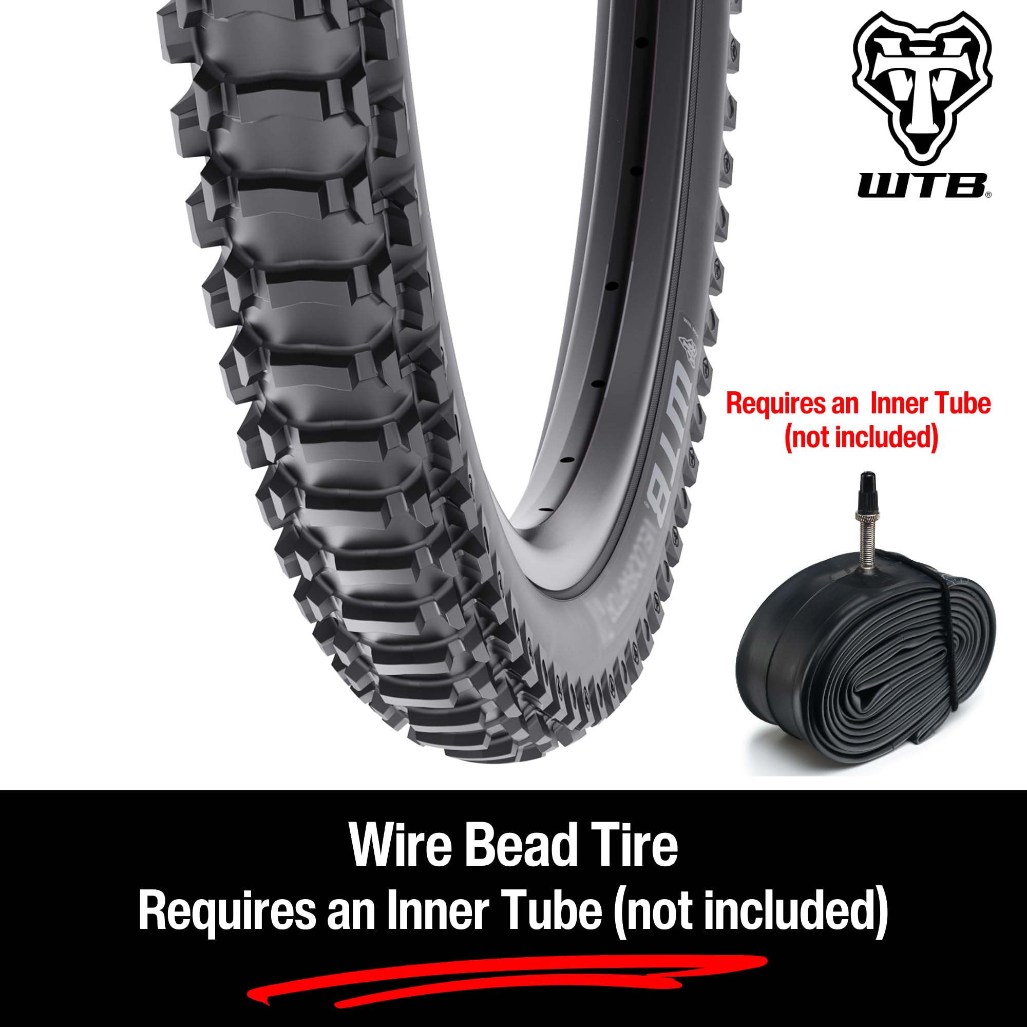 WTB Velociraptor Mountain Bike Rear Tire (26 x 2.1) Wire Bead, Aggressive Tread & Control for Technical Trails & Rocky Surfaces