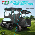 10L0L 4 Passenger Golf Cart Driving Enclosure For Club Car Precedent With Extended Roof Up To 81'', 4-Sided Clear Window 420D Ra