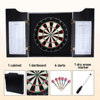 Gse Professional Solid Wood Classic Dartboard Cabinet With Sisal/Bristle Dartboard, Dart Scoreboard, And 6 Steel Tip Darts, Easy