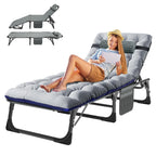 Aboron 5 Positions Camping Cots For Adults,Outdoor Folding Sleeping Cot/Mat,Folding Chaise Lounge Chair With Pillow,Portable Rec
