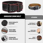 Dmoose Gym Belt Genuine Leather For Men And Women, 4 Inch Wide, Adjustable Buckle, 5Mm Thick For Weightlifting, Workout, Gym, Sq