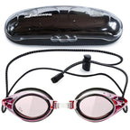 Proswims Anti-Fog Swim Goggles For Women & Girls Pink Goggles With Bungee Strap, Hard Case & Cloth, Racing Swimming Goggles Wome