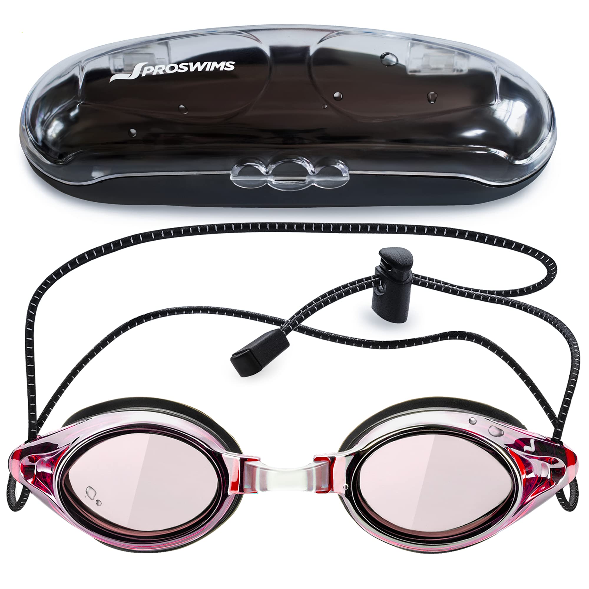 Proswims Anti-Fog Swim Goggles For Women & Girls Pink Goggles With Bungee Strap, Hard Case & Cloth, Racing Swimming Goggles Wome