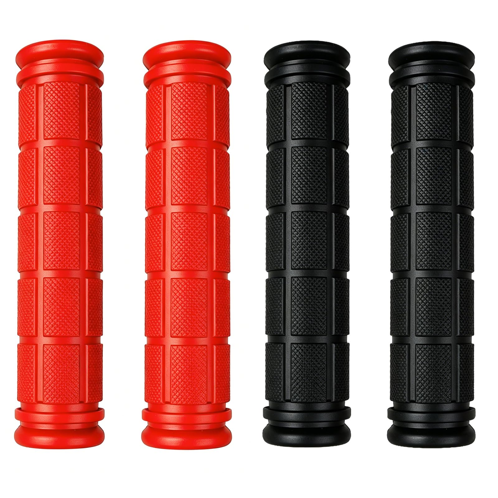 Kasteco 2 Pairs Bicycle Handle Bar Grips Mushroom Grips for BMX/Road Mountain Bikes (Black and Red)