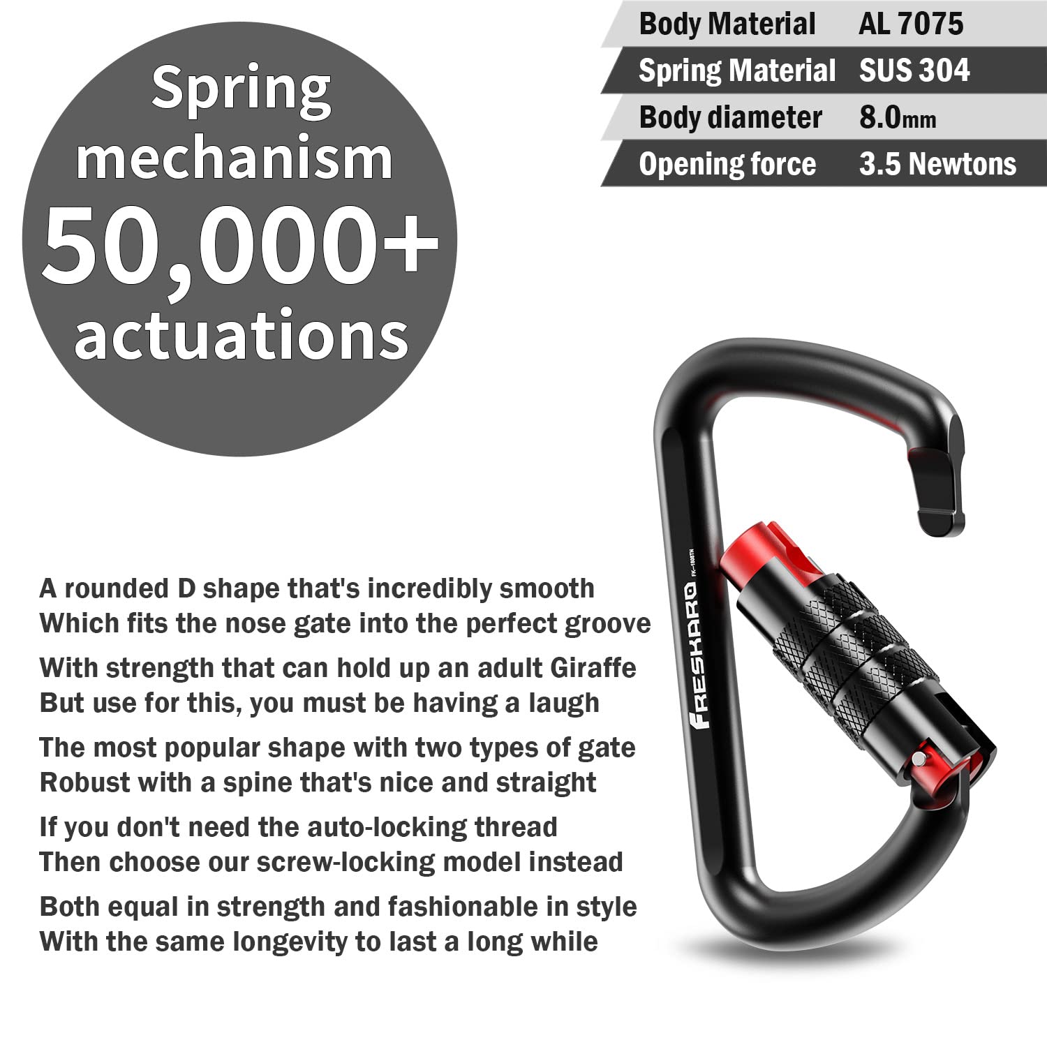 3Inch Locking Carabiner Clips-Twist Auto Lock Caribeener, Heavy Duty Keychain Key Carabeaner Hooks, 7075 Aerial Aluminum Ultra L