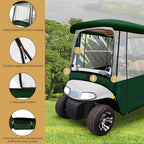 Leader Accessories 2 + 2 Person Golf Driving Enclosure Short Roof 2 Over 4 Passenger Golf Cart, Green (Green)