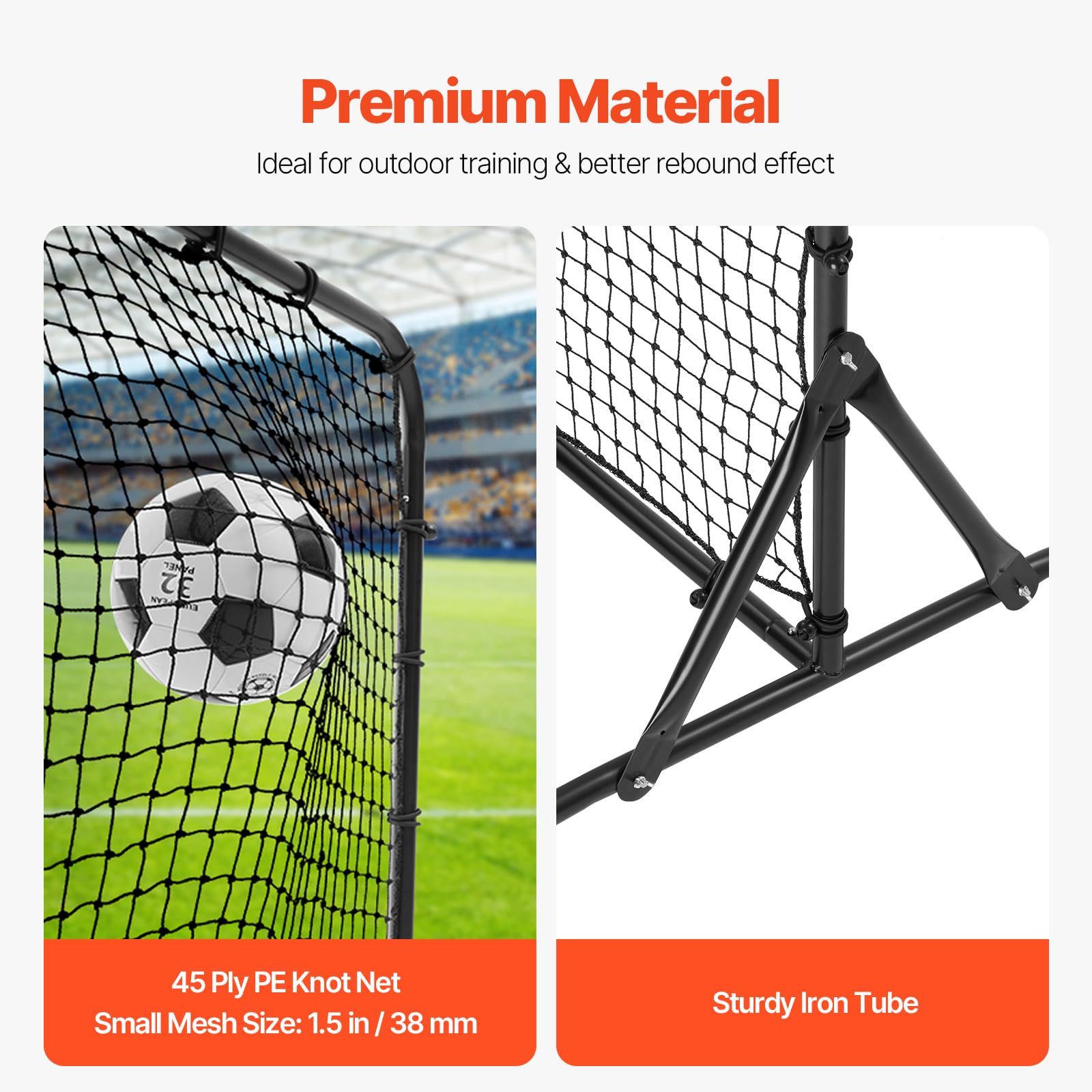 Vevor Soccer Rebound Trainer, 6X4Ft Iron Soccer Training Equipment, Sports Football Rebounder Wall, Double-Sided Rebounding Net,