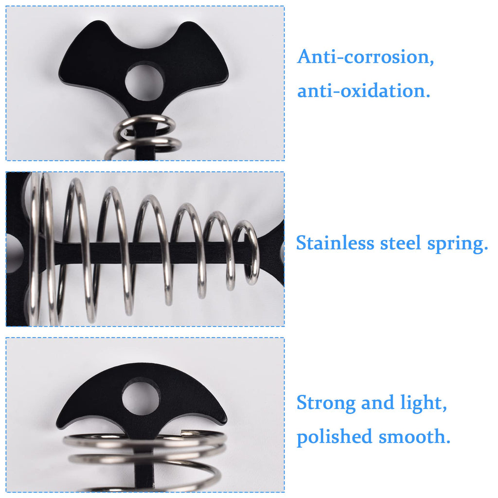 Deck Anchor Pegs,6Pcs Aluminium Alloy Fishbone Tent Stakes Pegs With Carabiners Clips,Windproof Deck Plank Board Tent Pegs Cord