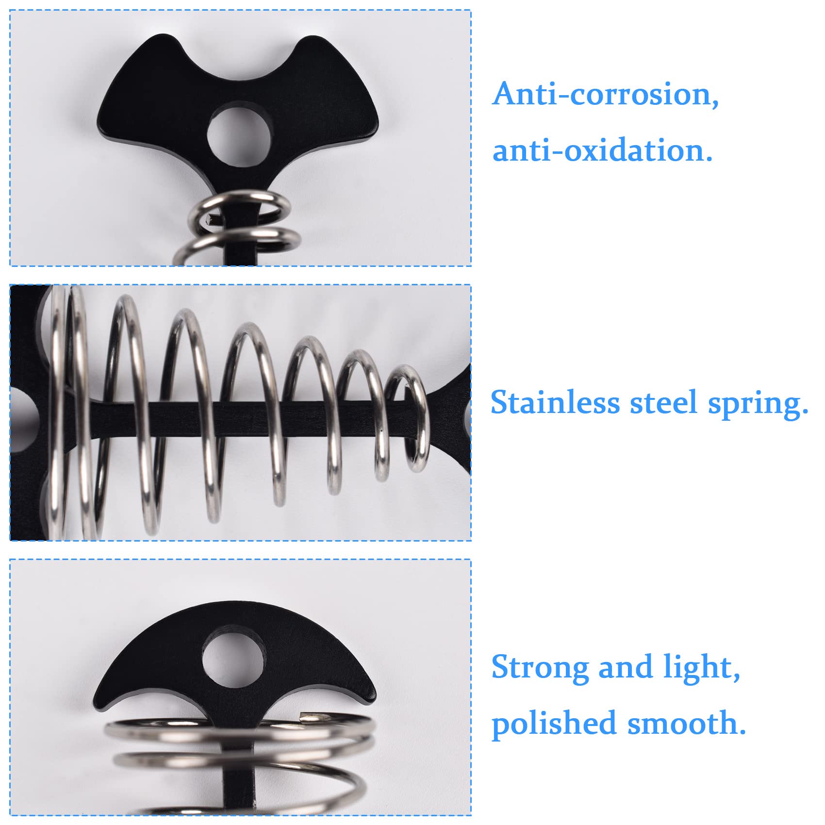 Deck Anchor Pegs,6Pcs Aluminium Alloy Fishbone Tent Stakes Pegs With Carabiners Clips,Windproof Deck Plank Board Tent Pegs Cord
