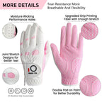 Amy Sport Womens Golf Glove Pair Both Hands Golf Gloves Women Right Handed Golfer Left Hand Ladies Rain Grip All Weather Pink Si