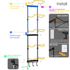Yoga Mat Holder Wall Mount, Wall Rack Organizer, Storage Foam Roller And Block, With 5 Sectional And 3 Hooks For Hanging Yoga St