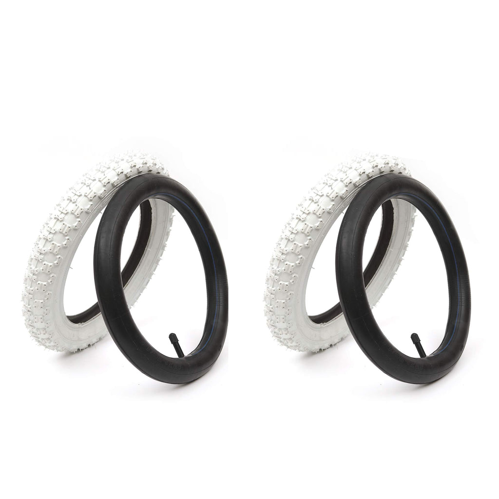 (2 Sets) 12    X 2.125 Kids Bike Replacement White Tires And Tubes - Compatible With Most 12   -12.5    Kids Bikes Like Royalbab