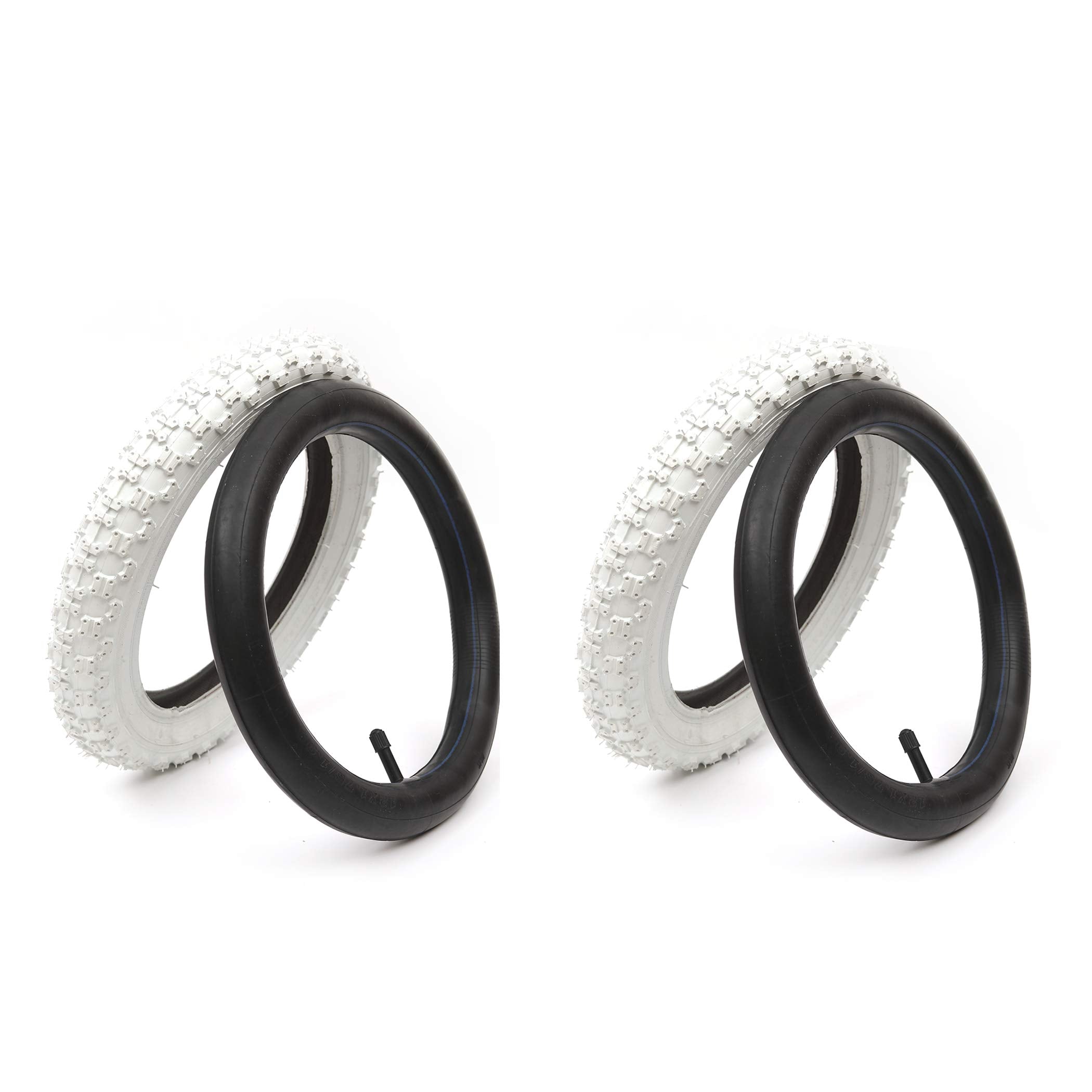 (2 Sets) 12    X 2.125 Kids Bike Replacement White Tires And Tubes - Compatible With Most 12   -12.5    Kids Bikes Like Royalbab