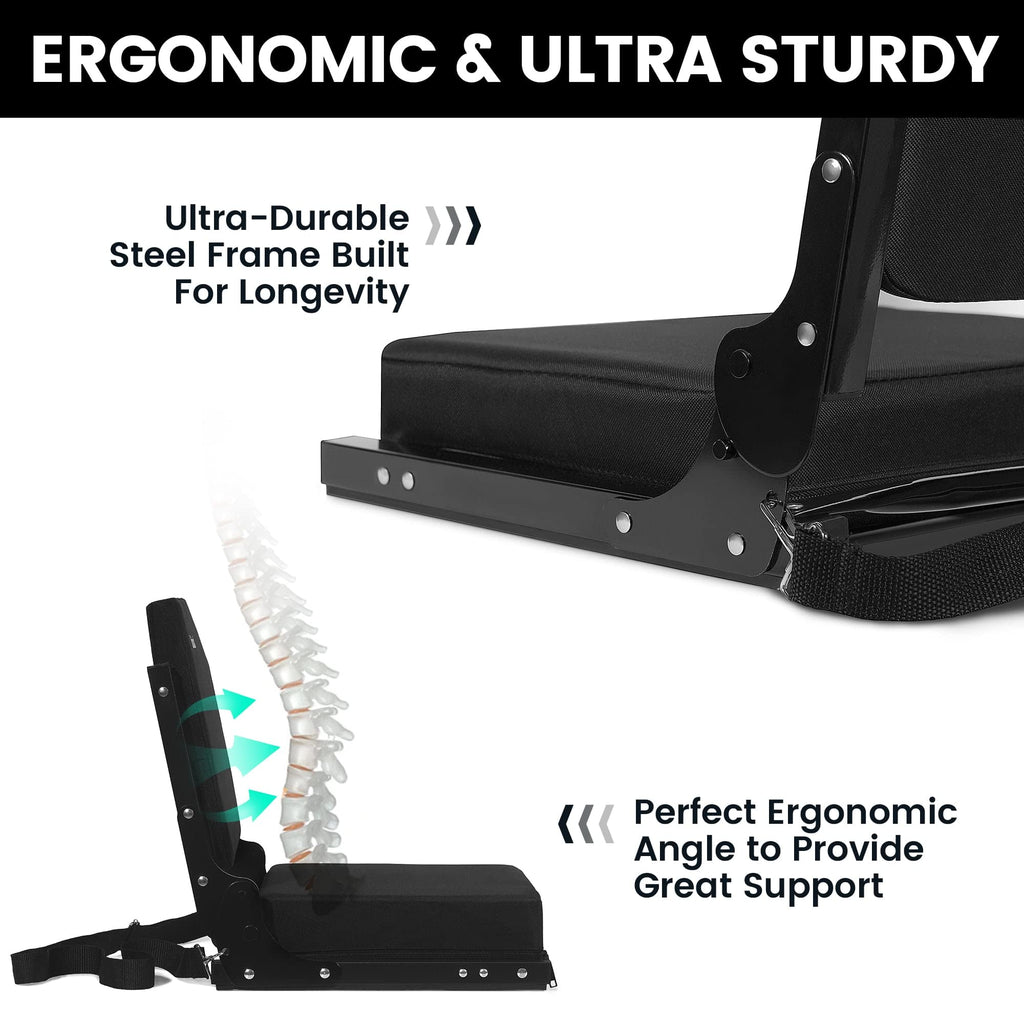 Jauntis Stadium Seats For Bleachers, Bleacher Seats With Ultra Padded Comfy Foam Backs And Cushion, Wide Portable Stadium Chairs