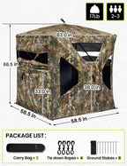 Tidewe Hunting Blind 270Full See Through With Windproof Curtain, Silent Magnetic Door & Sliding Windows, 2-3 Person Pop Up Groun