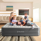 Intex 64095T Truaire Luxury Queen-Sized Air Mattress 18 Inch Tall Airbed With Built-In Air Pump And Carrying Storage Bag, Gray