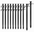 Cheardia 20 Pack Tent Stakes Heavy Duty, 10 Inch Outdoor Camping Pegs Stakes Black Metal Ground Stakes Spikes For Tent Tarp Cano