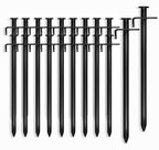 Cheardia 20 Pack Tent Stakes Heavy Duty, 10 Inch Outdoor Camping Pegs Stakes Black Metal Ground Stakes Spikes For Tent Tarp Cano