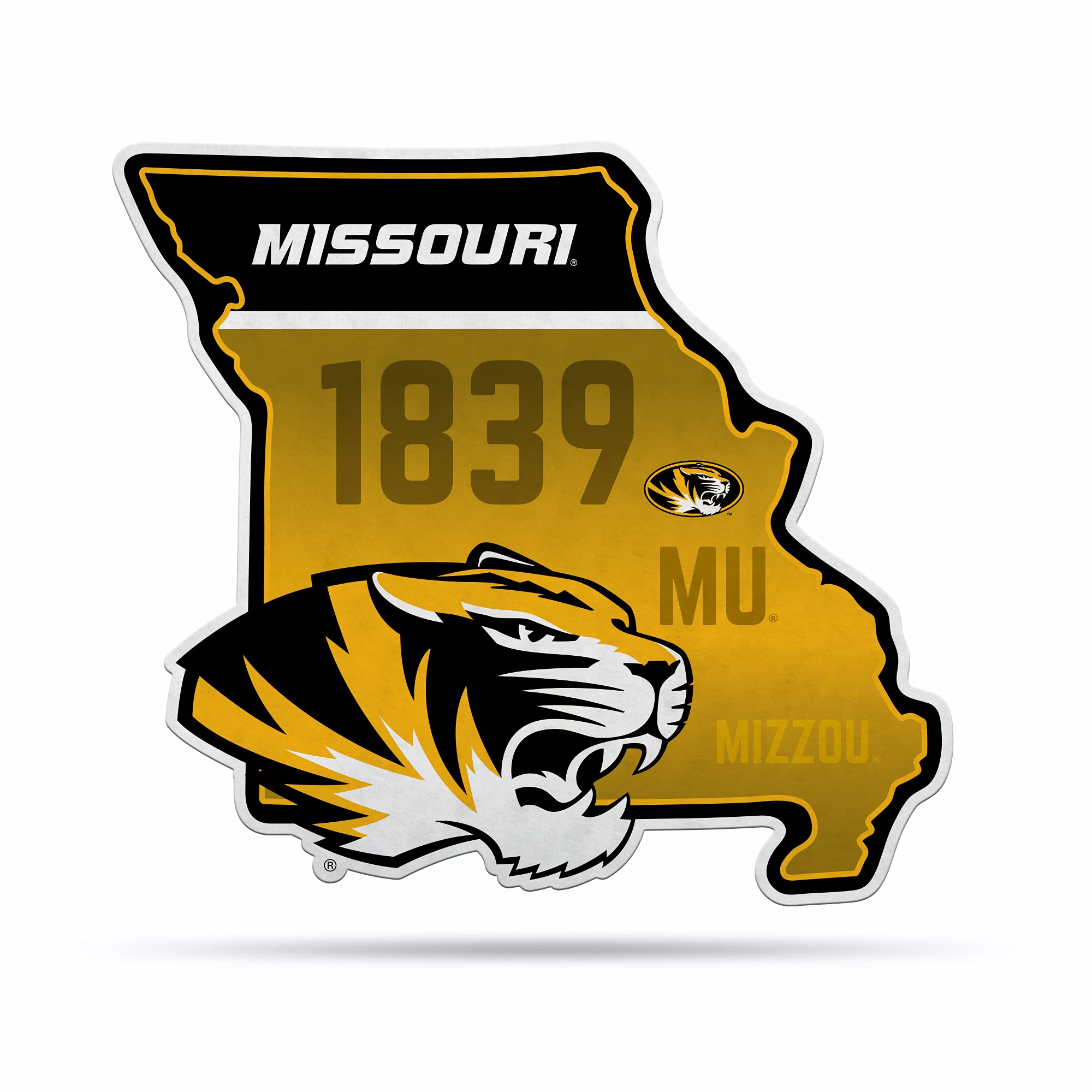 Rico Industries Ncaa Missouri Tigers State Shape Shape Cut Pennant - Home And Living Room D  Cor - Soft Felt Ez To Hang