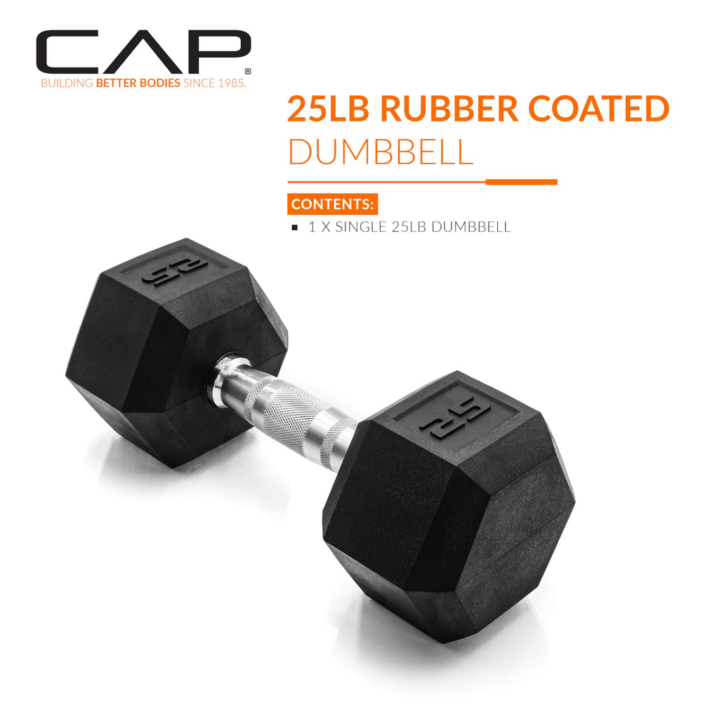 Cap Barbell 25 Lb Coated Hex Dumbbell Weight, New Edition