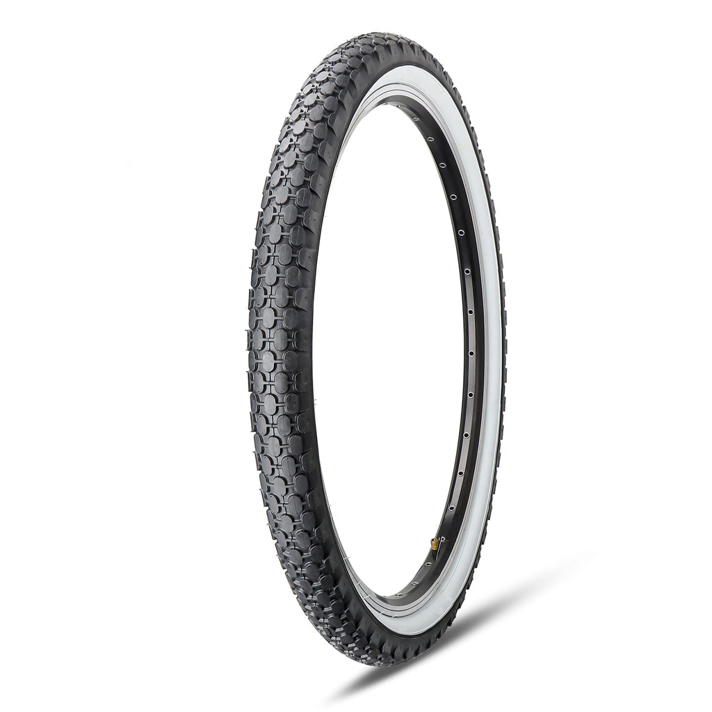Mohegia Bike Tire,24'' X 2.125'' Folding Beach Cruiser Bicycle Replacement Tires/White Side Wall