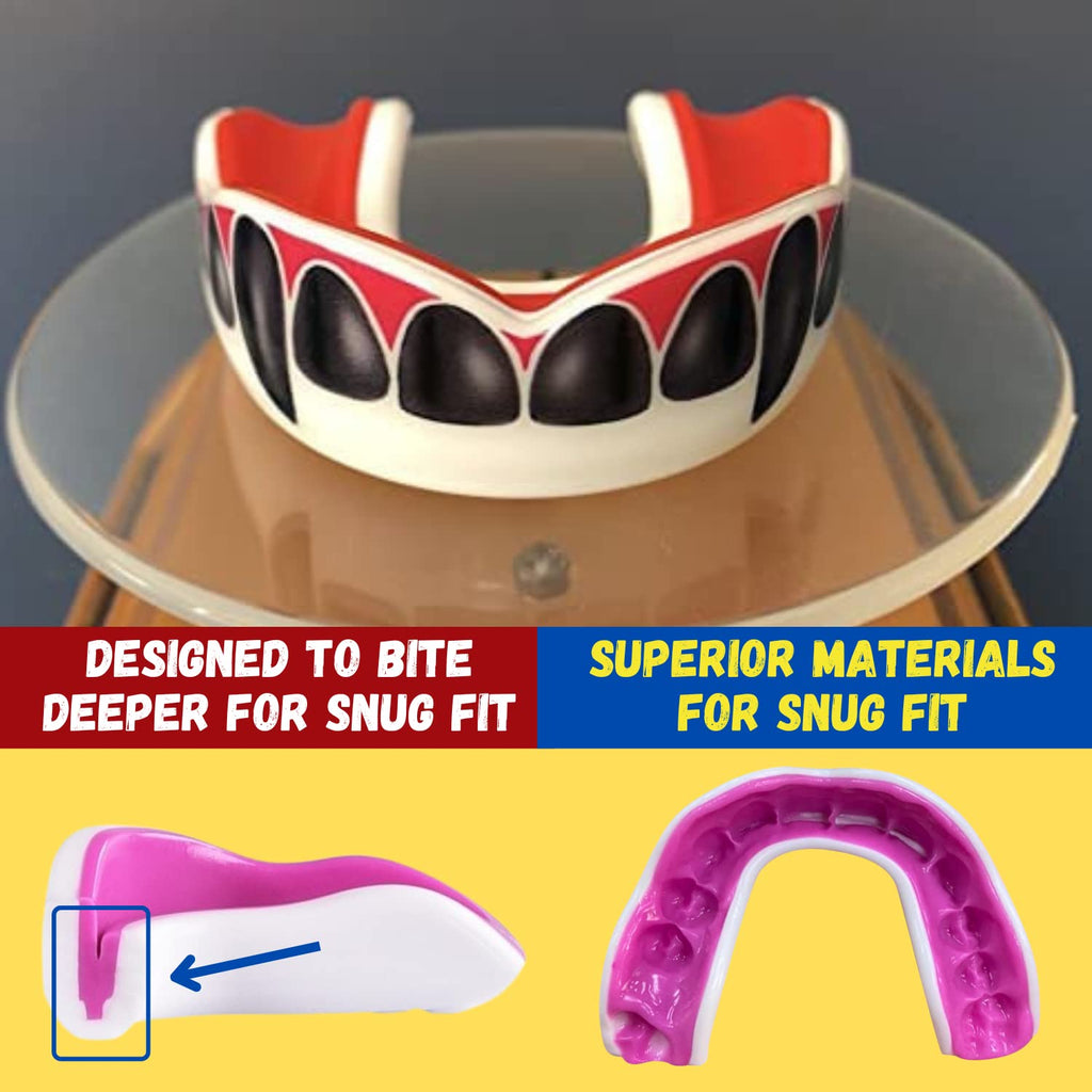 Oral Mart White/Red Youth Black Vampire Fangs Mouth Guard For Kids - Youth Mouthguard For Karate, Football, Martial Arts, Taekwo