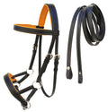 Challenger Horse Western Cob Leather Training Tack Bitless Sidepull Bridle W/Reins 7711Pk-C