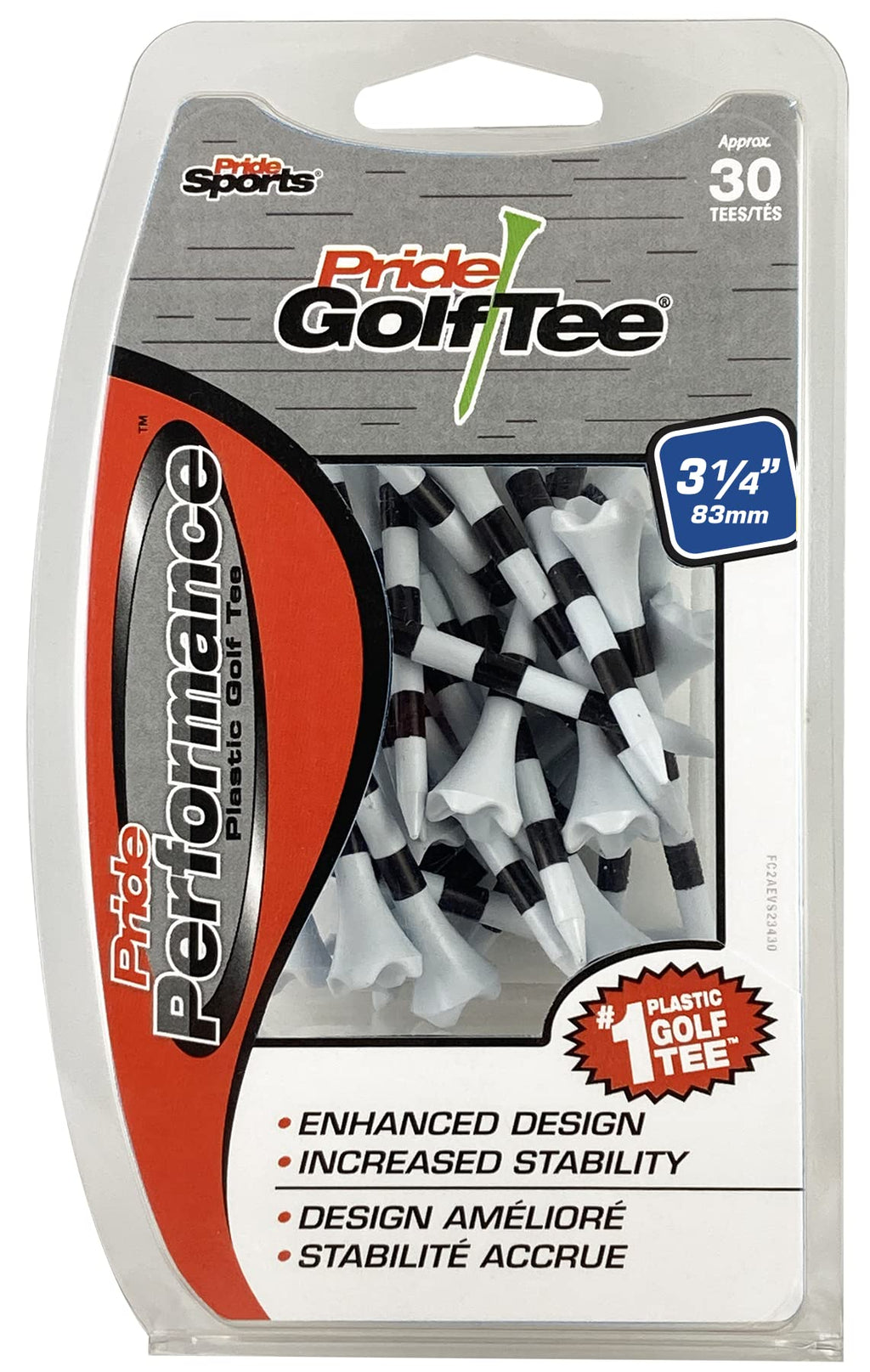 Pride Golf Tee ''Pride Performance Striped Golf Tees (Pack Of 30), 3-1/4'''', White