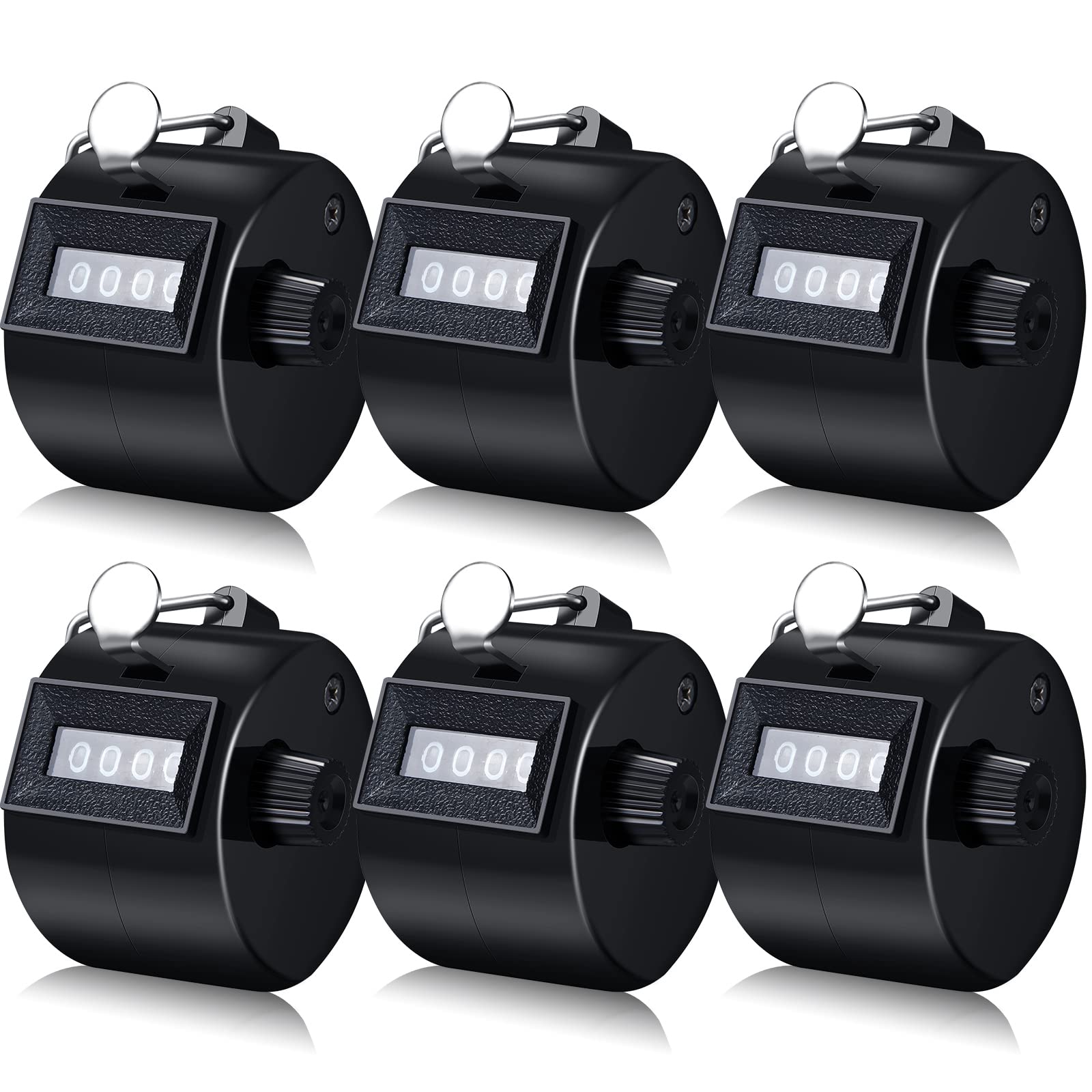TOODOO 6 Pack Hand Tally Counter 4 Digit Mechanical Palm Clicker Plastic Hand Held Counter Clicker with Metal Finger Ring for Sc