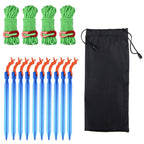 Triwonder Aluminum Tent Stakes Pegs & Reflective Guylines With Tent Cord Tensioners For Camping, Hiking, Backpacking (Green)
