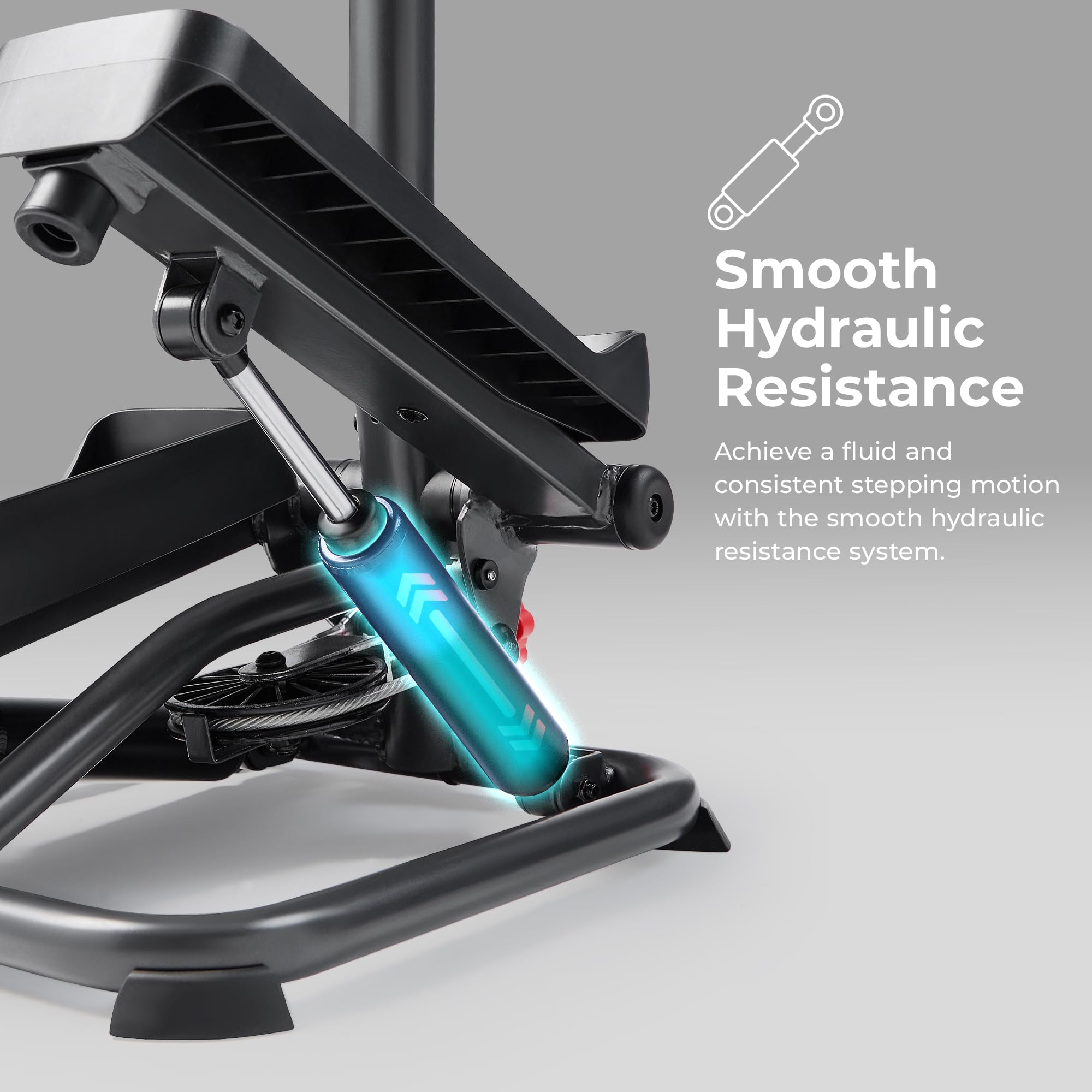 Sunny Health & Fitness Total Body 2-in-1 Smart Stepper Machine for Home with Handlebar and Resistance Bands, Total Body Workout,