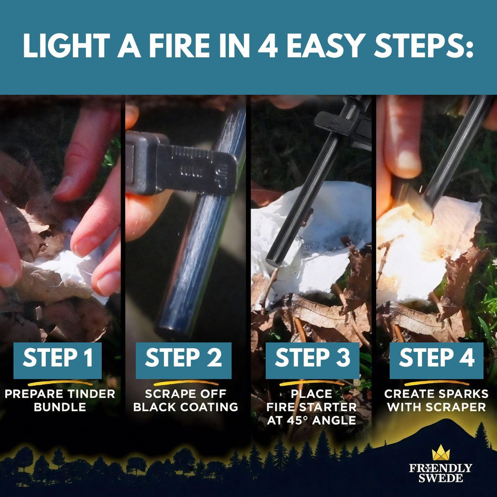 The Friendly Swede Ferro Rods, Fire Starter Survival Tool, Firestarter, Flint Steel, Flint And Steel Fire Starter Kit & Bottle O